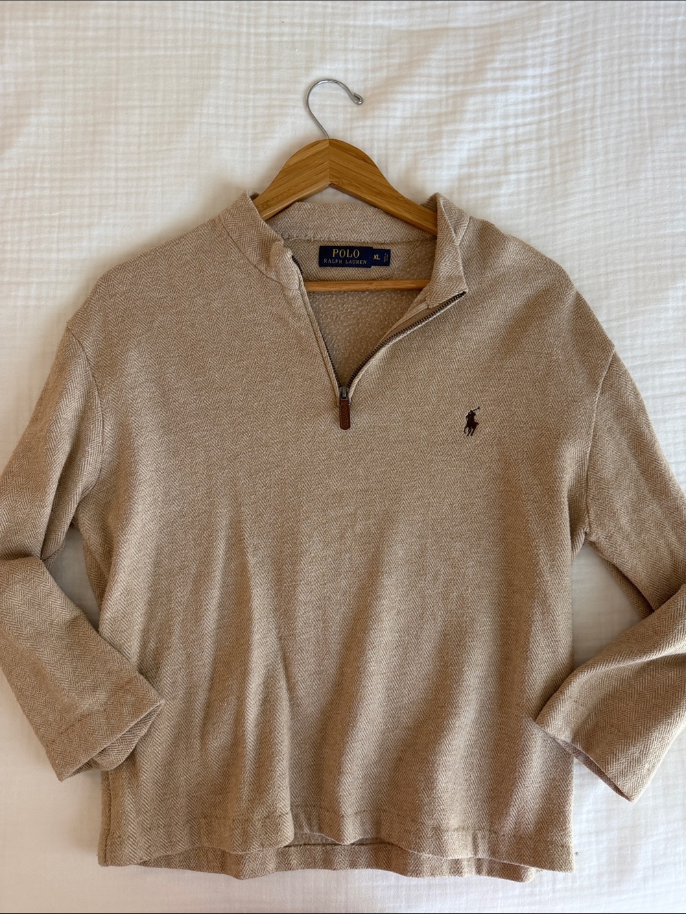 Polo by Ralph Lauren Beige Half-Zip Sweater